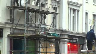 Scaffolders seen working on the Kings Road London UK 17th Decembe 2011 [upl. by Akenal]