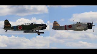 Japanese B5N2 Kate and A6M Zero aircraft replicas WW2 Weekend Reading PA June 8 2024 [upl. by Zoa]