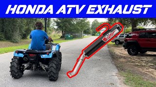 Installing aftermarket exhaust on Honda Rancher Foreman or Rubicon [upl. by Jovia588]