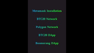 How to do Metamask Installation BTC20Polygon Network BTC20Boomerang DApp  Hindi [upl. by Lleon]