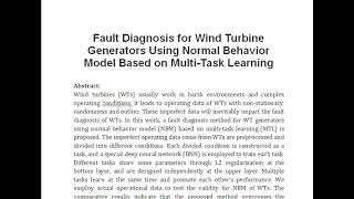 Fault Diagnosis for Wind Turbine Generators Using Normal Behavior Model Based on Multi Task Learning [upl. by Yreneh]