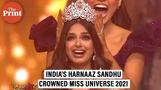 Watch The moment Indias Harnaaz Kaur Sandhu was crowned Miss Universe 2021 [upl. by Arinaid]