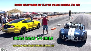 Ford Mustang GT 50 v8 vs AC Cobra 70 V8  Shelby 427 Cobra drag race 14 mile 🚦🚗  4K UHD [upl. by Trellas]