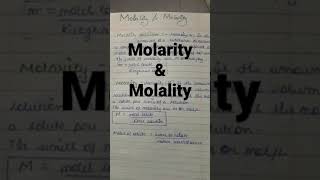 Molarity vs molality Formula and definitions class 11 [upl. by Wallraff]