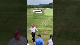 President Trump tees off at the LIV Golf Pro Am [upl. by Atteram]