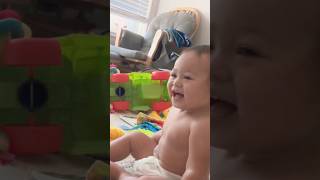 Aj Laughs At Trumpet Toy 😂 toddler laugh [upl. by Valma]