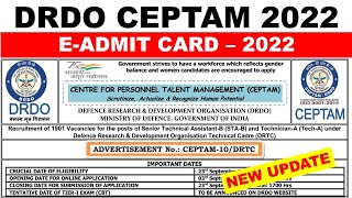 DRDO Admit Card Download FOR STA B POST Senior Technical AssistantB STA B and Technician A Tech A [upl. by Kcirdahs771]