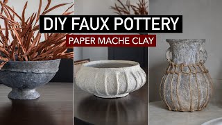 PAPER MACHE CLAY HOME DECOR DIY HACKS vase vintage pottery bowls [upl. by Hartzke20]