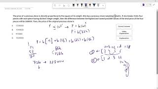 The price of a precious stone is directly proportional to the square of its weightSita has CAT PYQ [upl. by Alyacim]