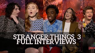 Stranger Things 3  FULL INTERVIEW  Millie Finn Noah Sadie Gaten Caleb Joe and Maya [upl. by Amluz]