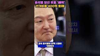 윤석열 탄핵 시점 임박 선거비용 400억 토해 내야 shorts 윤석열 탄핵 이재명 민주당 국힘당 오세훈 불법선거자금 공천개입 정치분석 [upl. by Atiana]