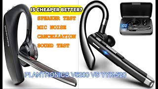 PLANTRONICS V5200 VS YYK520 BLUETOOTH HEADSET NOISE CANCELLATION AND SPEAKER TEST WC ONE IS BETTER [upl. by Atiuqehs668]