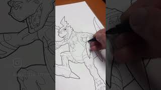 Guilmon  Full Process Short drawing tattoo digimon art artist draw drawingtutorial art [upl. by Bohun]