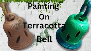 Painting on Terracotta bell😱 Acrylic Painting clay pot painting ideas [upl. by Imas]