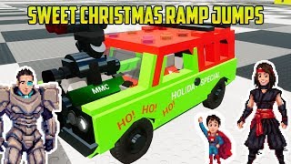 Cars for Kids  BRICK RIGS MAYHEM WITH CHRISTMAS CARS AND FIRETRUCKS AND TANKS [upl. by Eitirahc250]