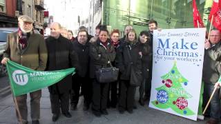 Dunnes workers deliver Christmas card to management [upl. by Alegnave]