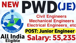 PWD Junior Engineer recruitment 2023  Salary 55235₹ PWD JE 2023  Latest Jobs 2023  PSU Jobs [upl. by Anoet]