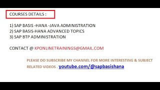 SAP BASIS –HANAJAVA PORTAL  ADVANCED COURSE TRAINING [upl. by Clauddetta]