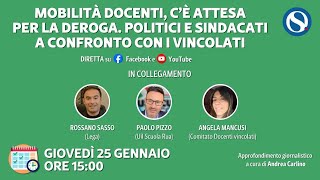 Mobilità docenti c’è attesa per la deroga Politici e sindacati a confronto con i vincolati [upl. by Yttap]