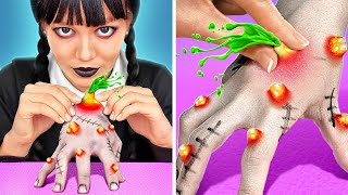 Wednesdays crazy crafts and hacks DIY fidgets to have fun at school 🖤😱 [upl. by Anaul]