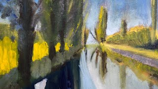 Canal  Oil Landscape painting [upl. by Esilehs]