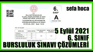 5 Eylül 2021 6 Sınıf Bursluluk Sınavı Matematik Çözümleri [upl. by Eneloj]