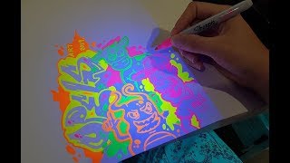 Drawing Characters and Graffiti with Sharpie Neons and a BlackLight [upl. by Georgetta]