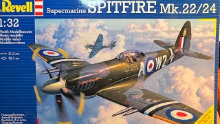 Revell Spitfire Mk22 24 132 scale review [upl. by Anivlek]