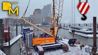 GROSSER LIEBHERR RAUPENKRAN BAUSTELLE IM HAFEN ❌ LIEBHERR LR 1280 HOCHTIEF BAU DREAM MACHINES [upl. by Ellen861]