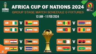 CAF 2024 Africa Cup of Nations Group stage Match Schedule and Fixtures [upl. by Macintyre]