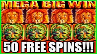 MEGA BIG WIN 50 SPINS MAX BET King of Africa WMS Slot Machine Bonus [upl. by Lemrahc292]