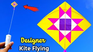 New design kite Flying  how to make paper kite  patang kese banate he  patangbazi [upl. by Kovacs]