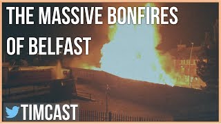 MASSIVE BONFIRES LIT IN NORTHERN IRELAND [upl. by Repsihw]