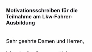Как написать мотивационное письмо в Джобцентр на учебу водителем Фуры LKWFahrerAusbildung [upl. by Sinnej42]