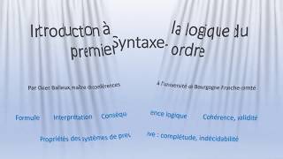 Introduction à la logique du premier ordre [upl. by Sterling]