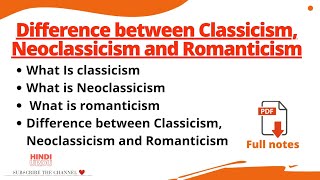 Difference between Classicism Neoclassicism and Romanticism  Characteristics [upl. by Arikehs679]