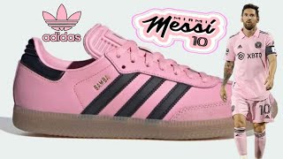 NEW  ADIDAS SAMBA LIONEL MESSI INDOOR INTER MIAMI  GOAT SHOES IN PINK  adidas lionelmessi [upl. by Harlin160]