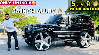 26 Inch Alloy Wheels Install in Scorpio Classic 😱Z Black Scorpio 5 Lakh Ki Modification [upl. by Akkin]