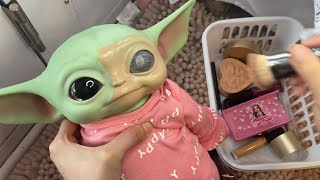 Maquillando a mi bebé yoda  como maquillar a tu bebé yoda para Halloween 👻 [upl. by March]