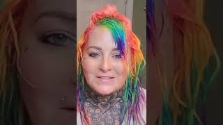 Hairdresser Reacts To Rainbow Hair Color That Also Glow 🤯 [upl. by Ydderf]