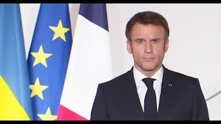 Guerre en Ukraine  l’allocution d’Emmanuel Macron en intégralité [upl. by Anaujat]