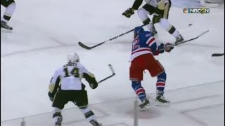 Carl Hagelins OT Series Winner Vs Pittsburgh  Local amp Ntnl Feeds  PIT v NYR  April 24th 2015 [upl. by Ydal513]