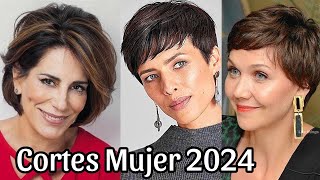 Cortes de Cabello para MUJERES 2024 CARAS REDONDASGORDITAS y SEÑORAS de 50 años MayitosBeauty [upl. by Aihtenak920]