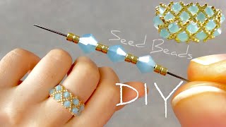 Simple Seed Bead Ring Tutorial  How to Make Easy Beaded Rings [upl. by Adah]