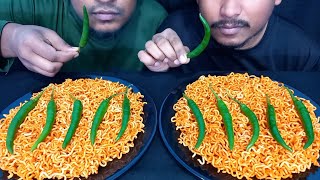 🔥 SPICY NOODLES amp 🔥 SPICY GREEN CHILLIES EATING CHALLENGE  EXTREME SPICY NOODLES EATING SHOW [upl. by Hokanson]