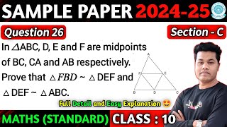 In triangle ABC D E and F are midpoints of BC CA and AB respectively Prove that triangle 𝐹𝐵𝐷 ∼ [upl. by Litnahs778]