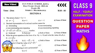 😱Math Half Yearly exam question paper 20232024  Dav Ncert Class 9  Question Paper Solutions  Dav [upl. by Nuj]