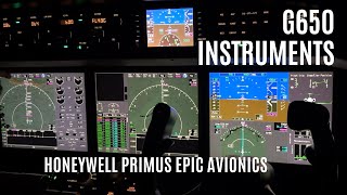 G650 Cruise phase Close up Instrument Honeywell Primus Epic Avionics [upl. by Htebsil]