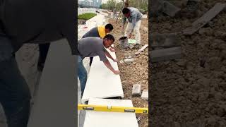 Workers are installing flower bed seats [upl. by Siravat]