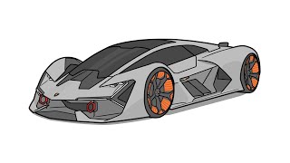 How to draw a LAMBORGHINI TERZO MILLENNIO  drawing lambo terzo millenio concept car 2019 [upl. by Yekciv]